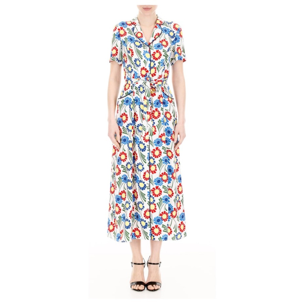 HVN silk Maria Floral Print Women's shirt Dress